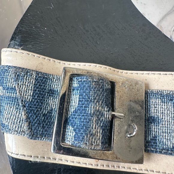 VINTAGE CHRISTIAN DIOR Denim/Leather Sandals - Picture 3 of 5